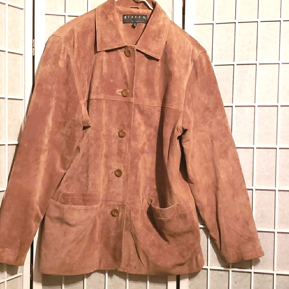 MEN GIACCA RUST 100% GENUINE SUEDE LEATHER JKT. SZ M
